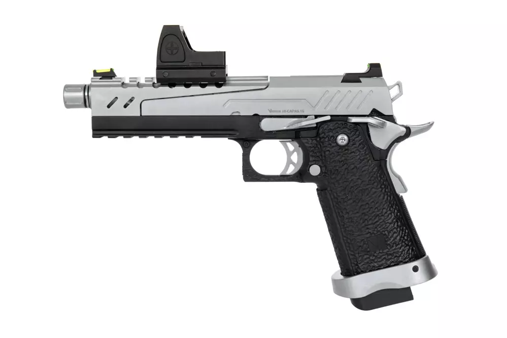 Hi-Capa 5.1 Split Side Pistol Replica - Black / Chrome (with BDS Sight)