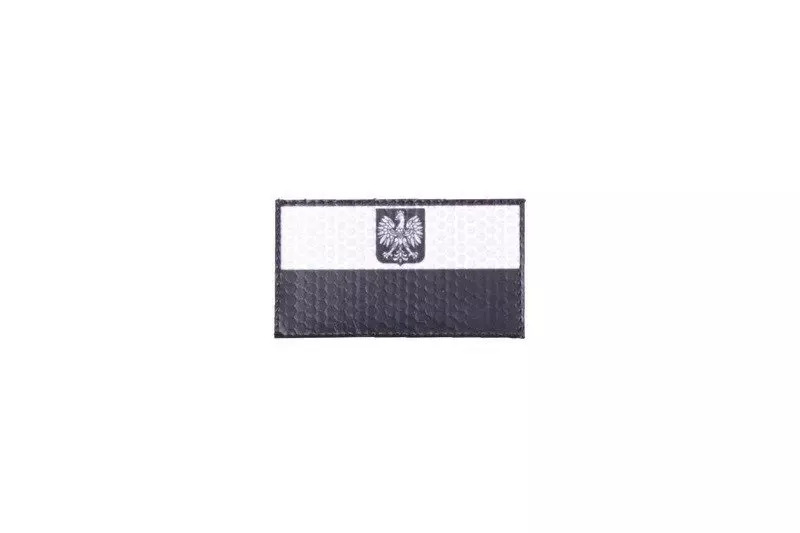 Patch IR - Drapeau de la Pologne avec armoiries - noir/blanc