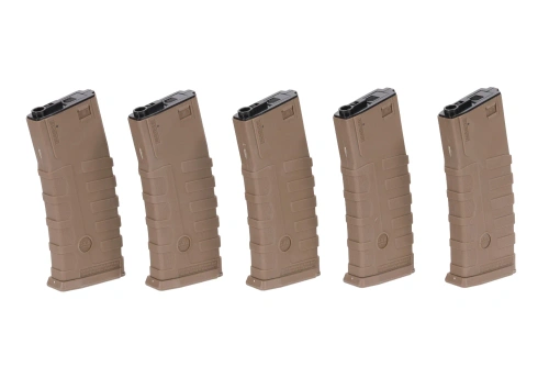 Set of 5 hi-cap 360 ball CAA magazines for M4/M16 Flat Dark Earth replicas